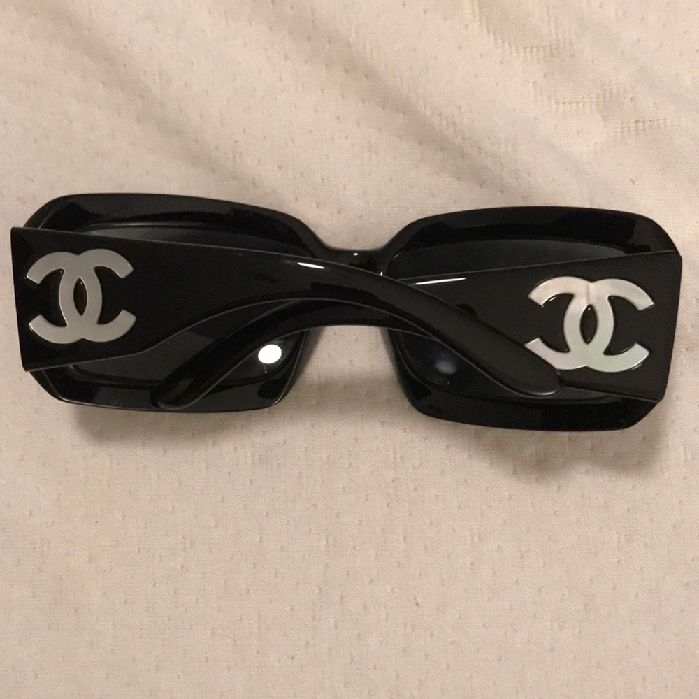Chanel Black Sunglasses with Pearl Logo